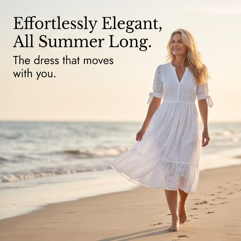 Florenza™ – Eyelet Midi Dress with Tie-Bow Sleeves