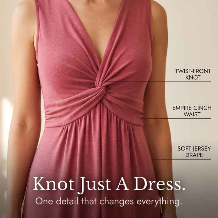 Florenza™ – Twist-Front V-Neck Midi Dress