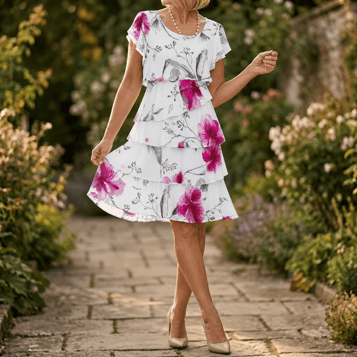 Floressa™ – Cascading Floral Tiered Dress