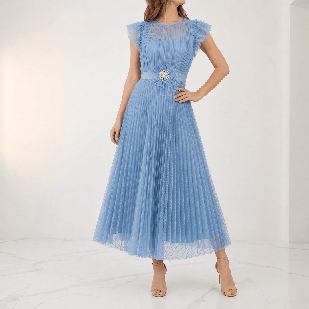 Floressa™ Elegant Flutter Sleeve Midi Dress