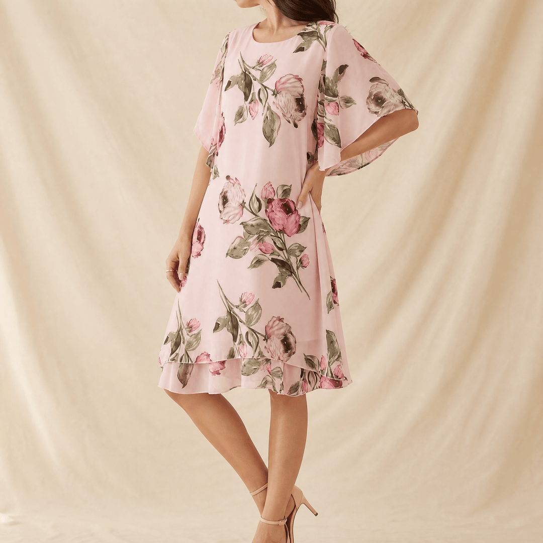 Floressa™ – Floral Chiffon Midi Dress