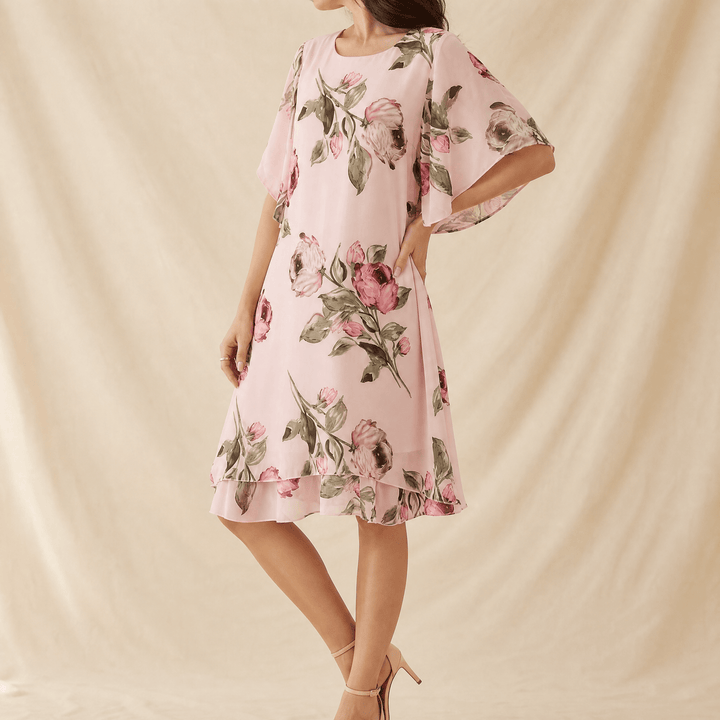 Floressa™ – Floral Chiffon Midi Dress