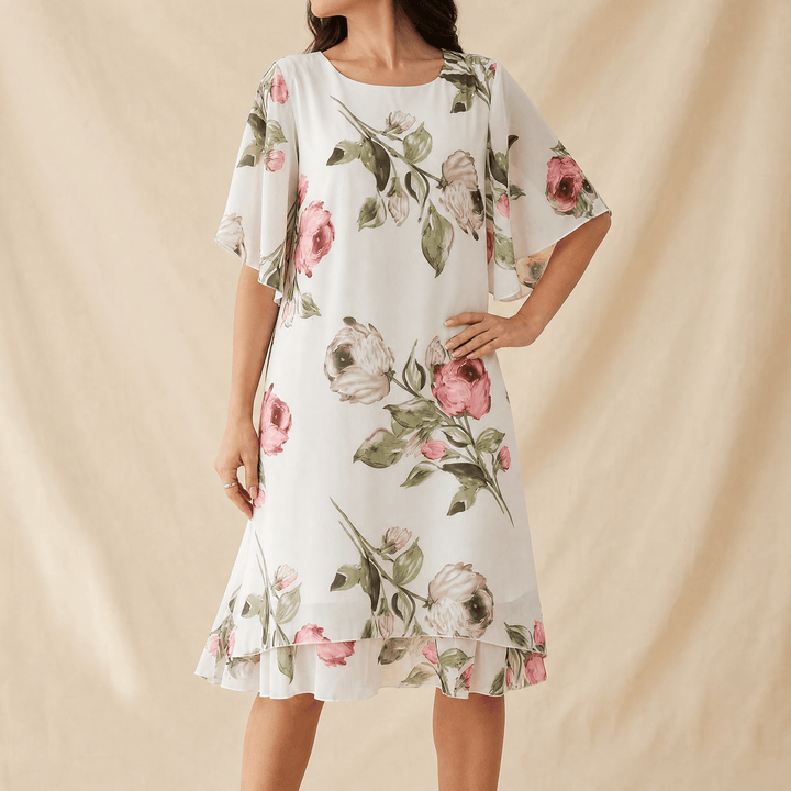 Floressa™ – Floral Chiffon Midi Dress