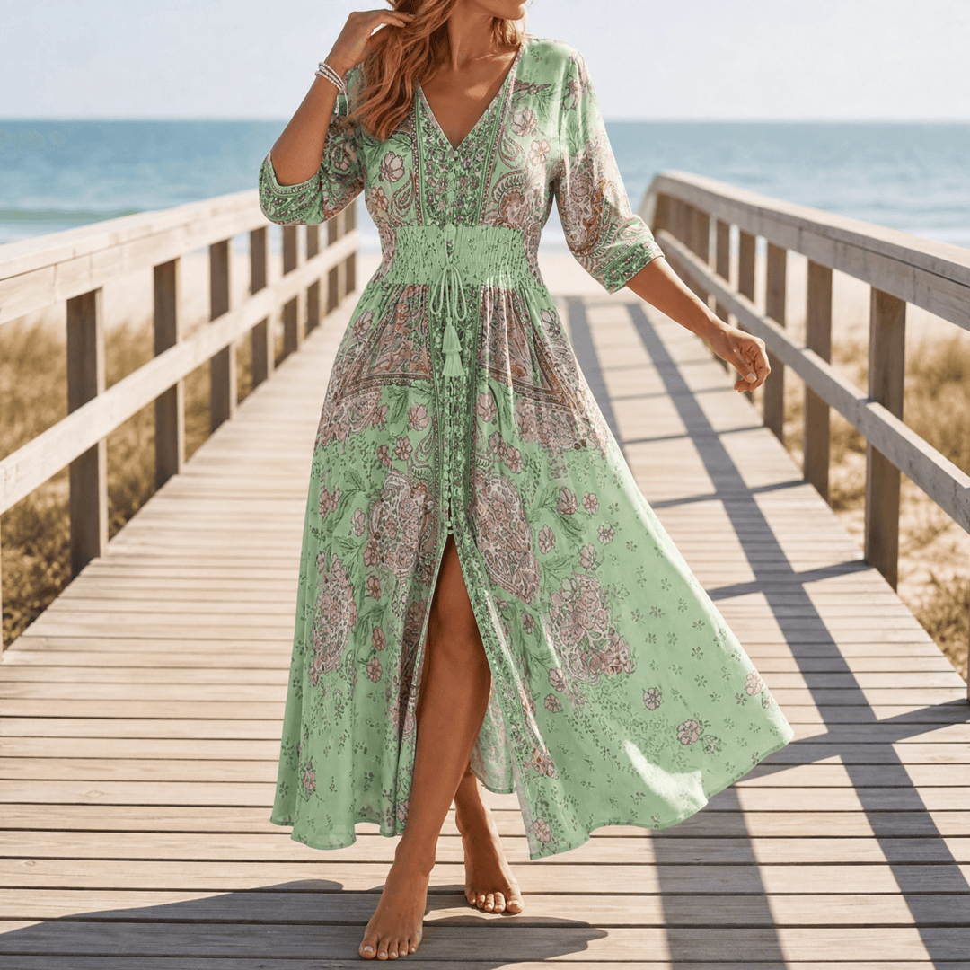 Floressa™ Flowy Floral V Neck Maxi Dress