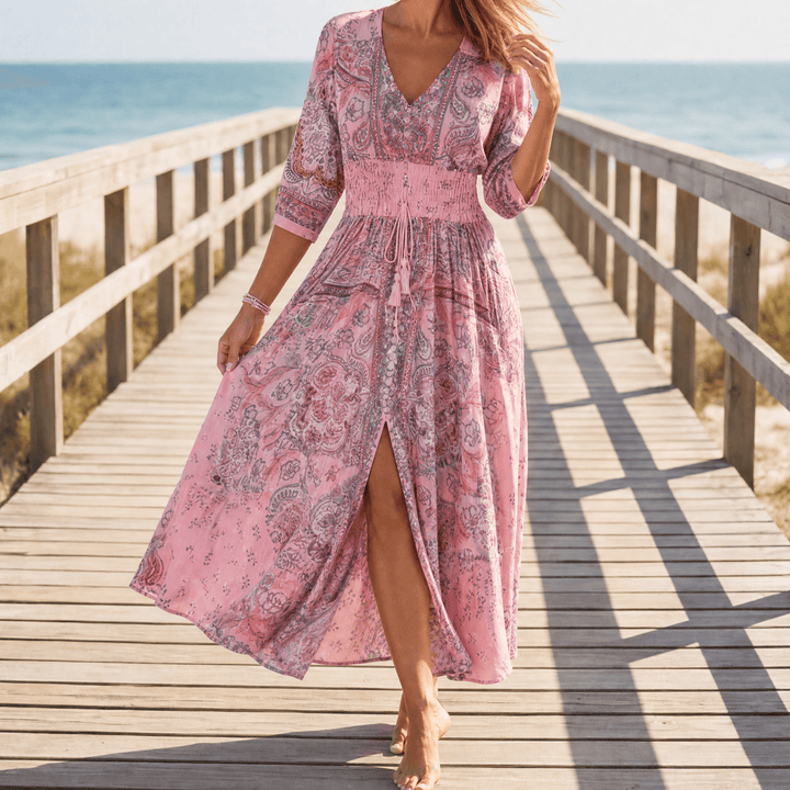 Floressa™ Flowy Floral V Neck Maxi Dress
