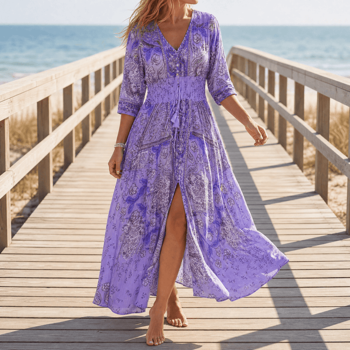 Floressa™ Flowy Floral V Neck Maxi Dress