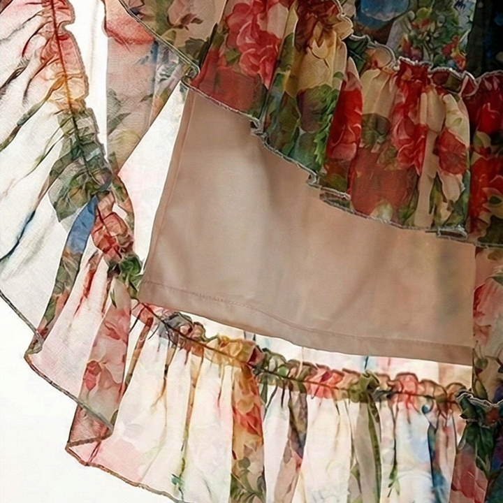 Floressa™ – Tiered Floral Maxi Dress with Lantern Sleeves