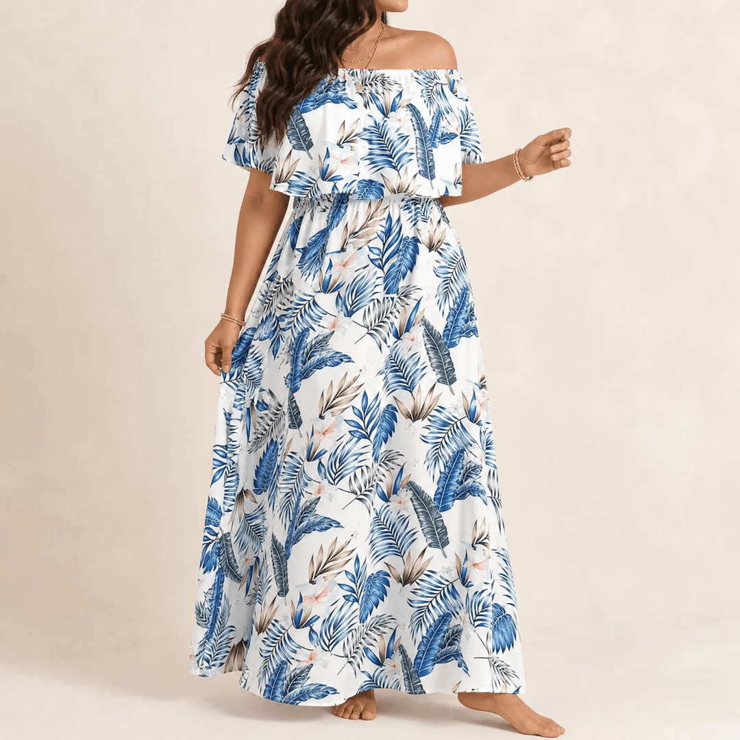 Florevia™ – Off-Shoulder Floral Maxi Dress with Hidden Pockets