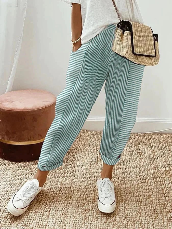 Jade | Linen Striped Pants