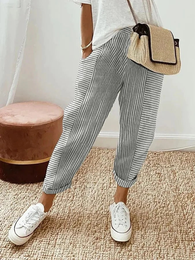 Jade | Linen Striped Pants