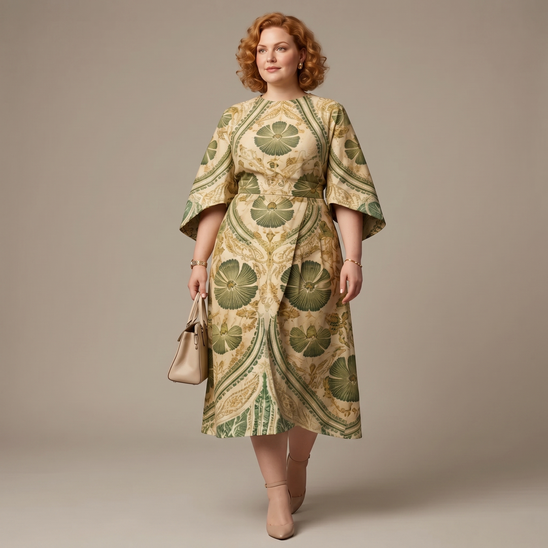 Serenza™ Vintage Tapestry Midi Dress for Curves