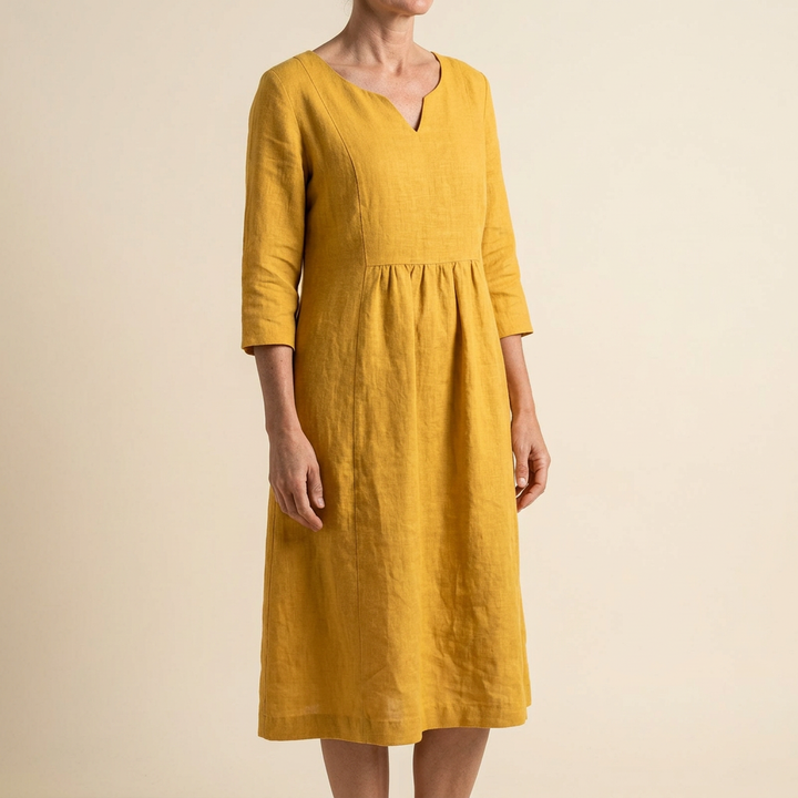 Solenne™ – Relaxed V-Neck Midi Dress