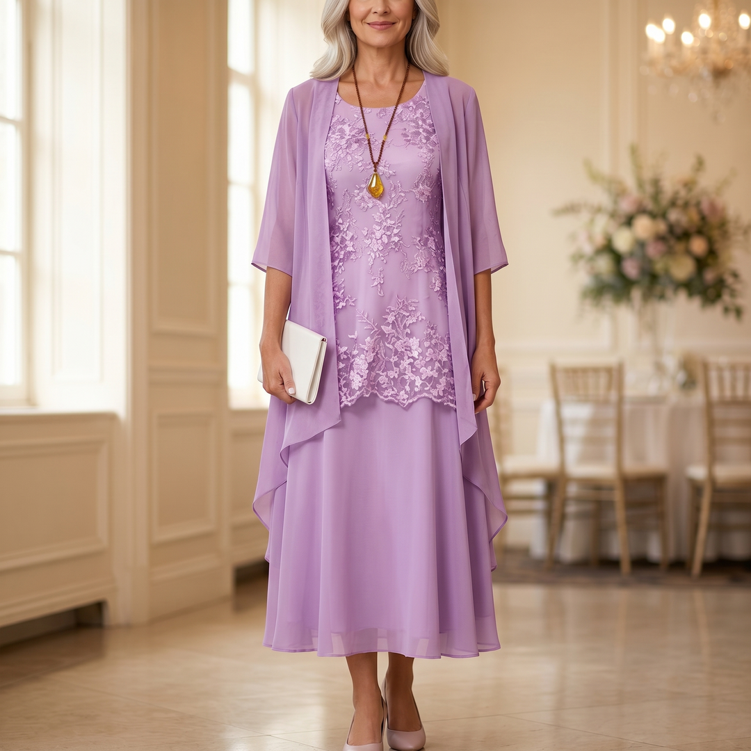Florenza™ – Elegant Lace and Chiffon Dress Set