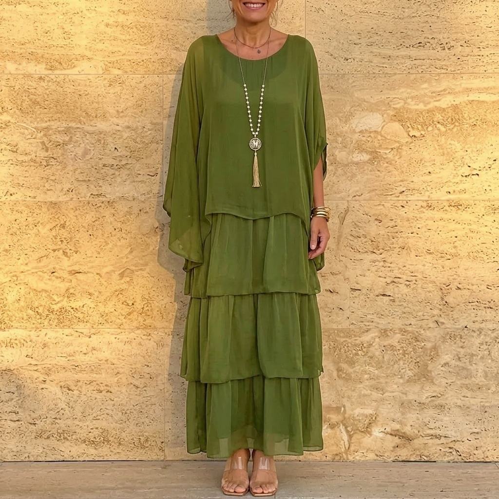 Velara™ – Flowing Tiered Chiffon Maxi Dress