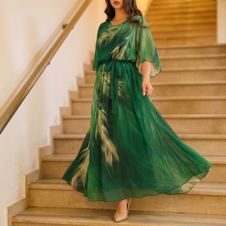Aurelinea™ Painted Chiffon Maxi Dress