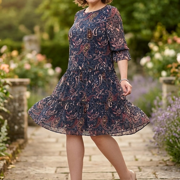 Floressa™ – Tiered Chiffon Paisley Dress