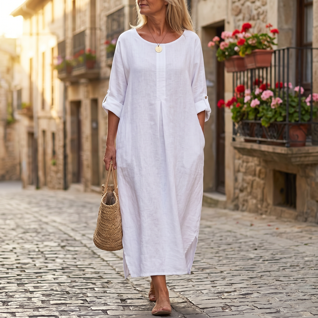 Lunavia™ – Flowy Linen-Style Maxi for Everyday Elegance