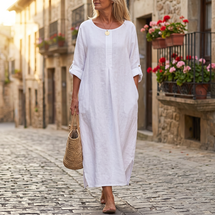 Lunavia™ – Flowy Linen-Style Maxi for Everyday Elegance
