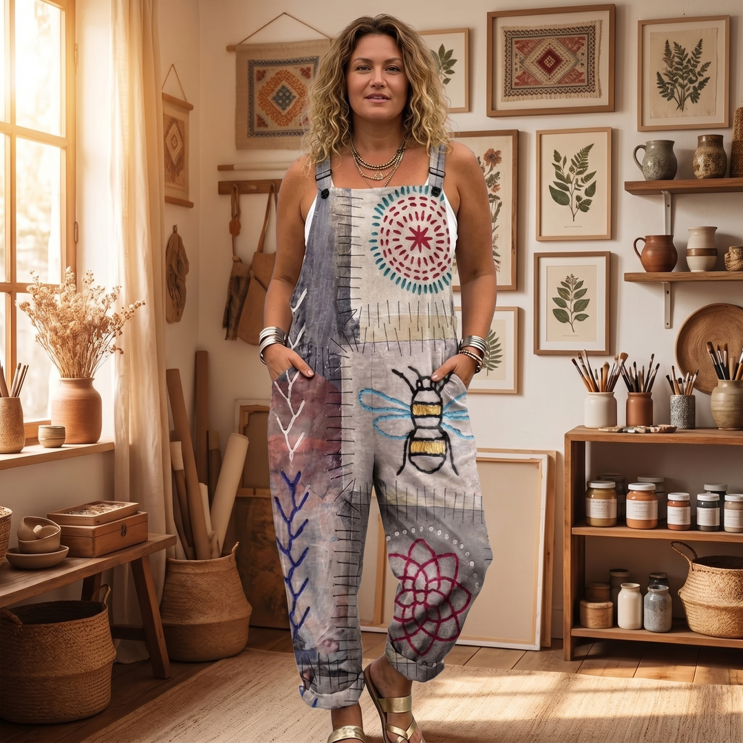 QueenBee™ Artisan Print Plus-Size Overall
