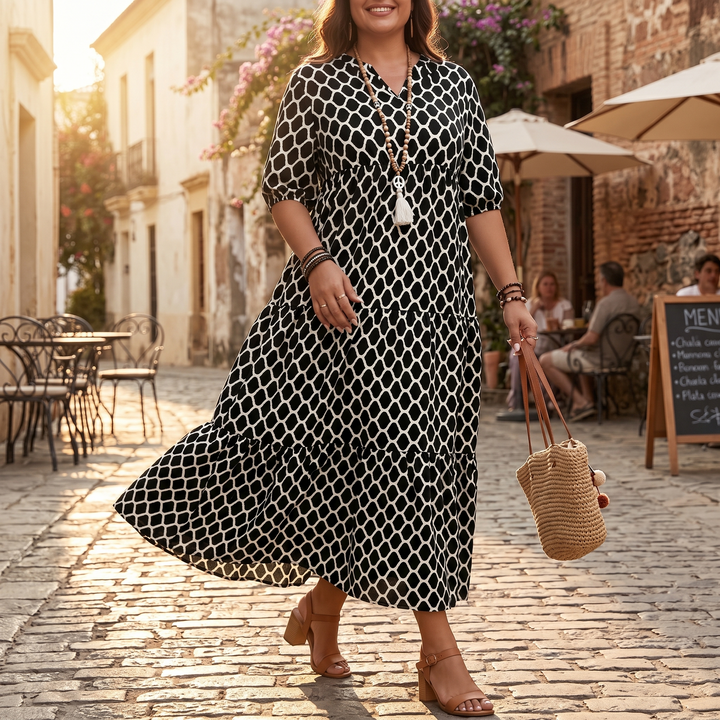 Curvella™ – Boho Maxi Dress with Pockets