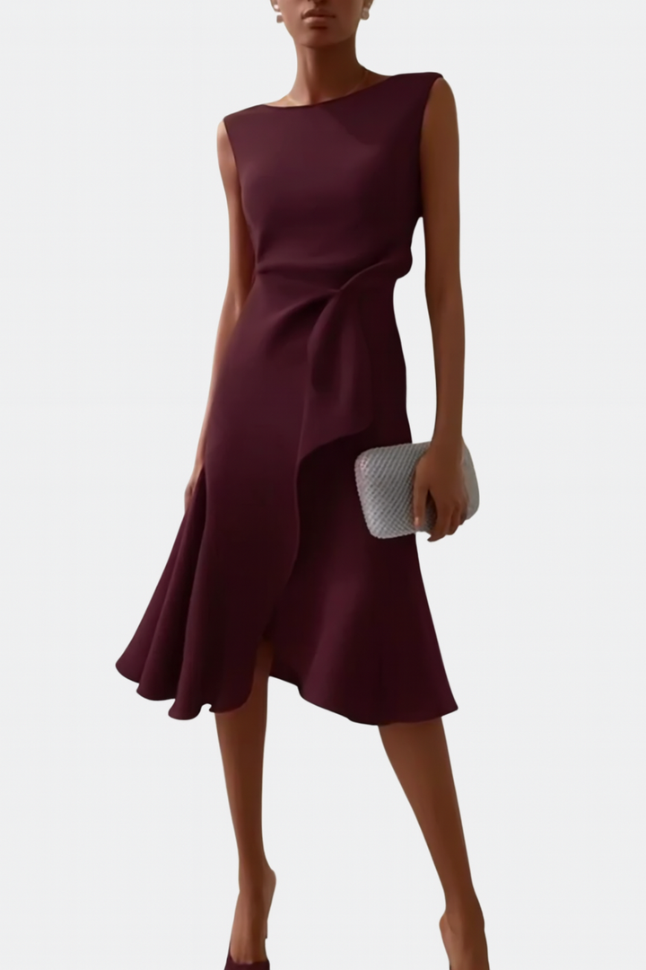 Sheila | Draped Midi Wedding Guest Dress
