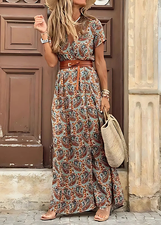 Sienna - Airy Boho Maxi Dress With Matching Belt