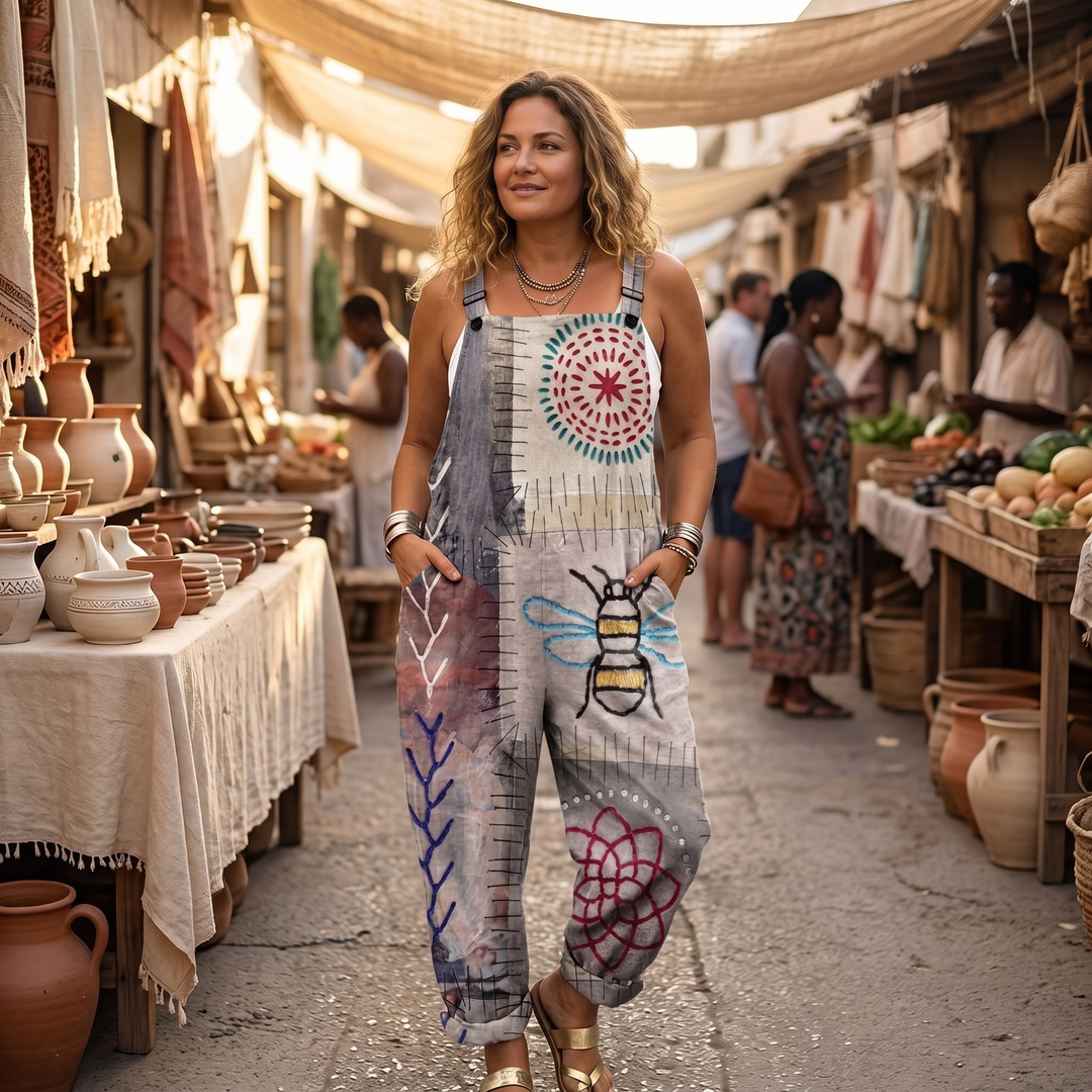 QueenBee™ Artisan Print Plus-Size Overall