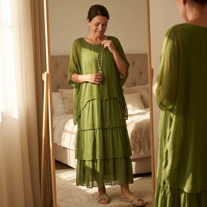 Velara™ – Flowing Tiered Chiffon Maxi Dress