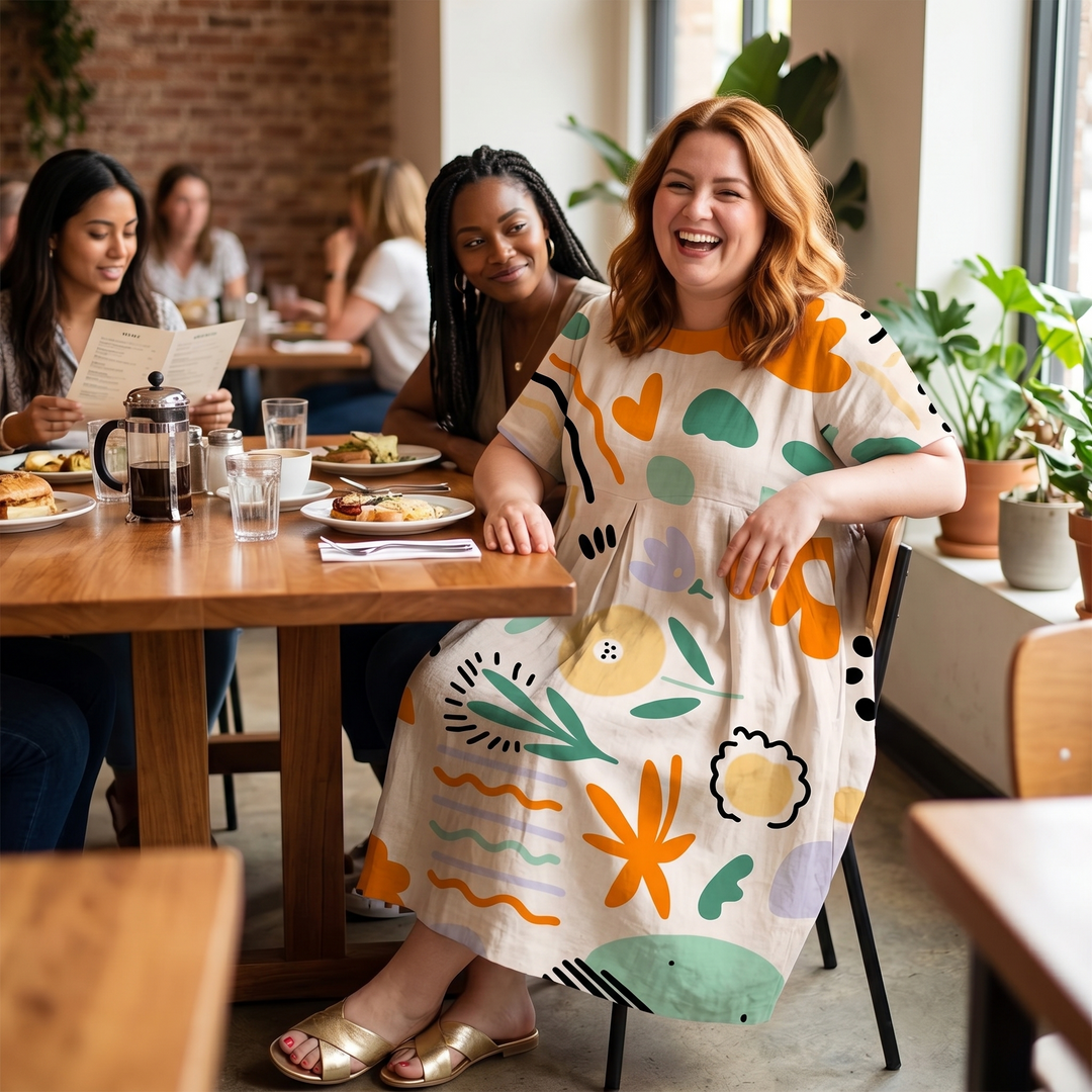 Luna™ – Artsy Print Midi Dress for Curves
