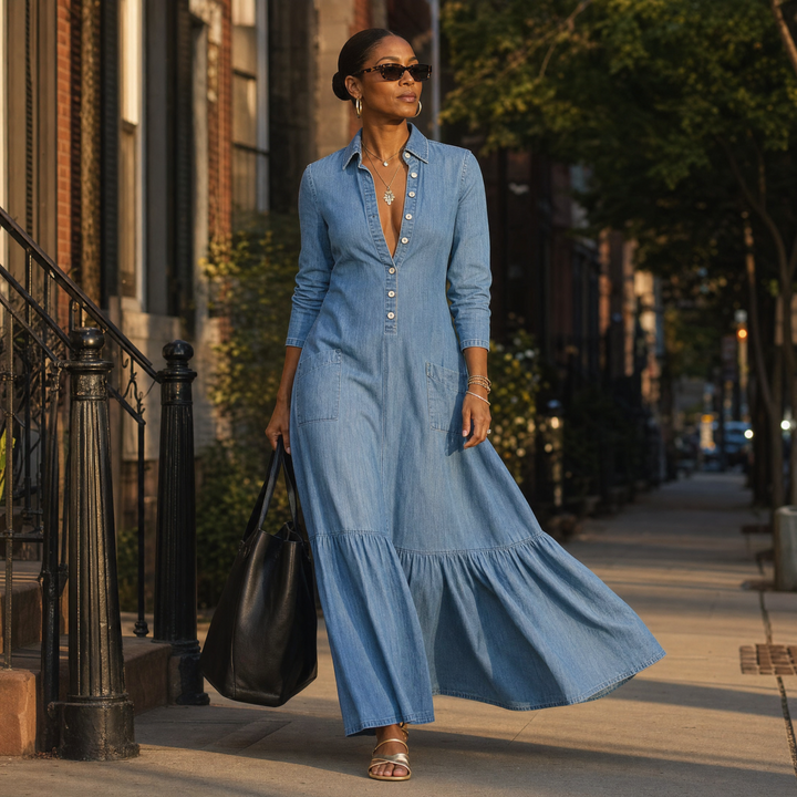 Mavira™ Soft-Touch Maxi Dress with Tiered Ruffle Hem