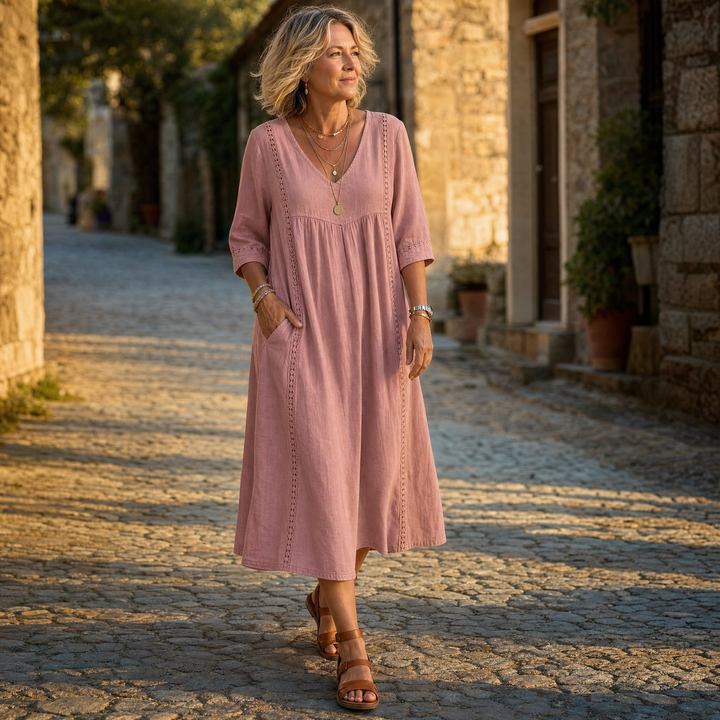 Virella™ – Relaxed Midi Dress with Pockets