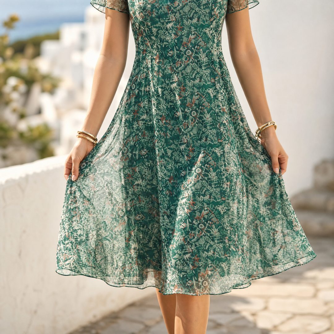 Kynara™ - Flutter-Sleeve Midi Dress for Easy Summer Elegance