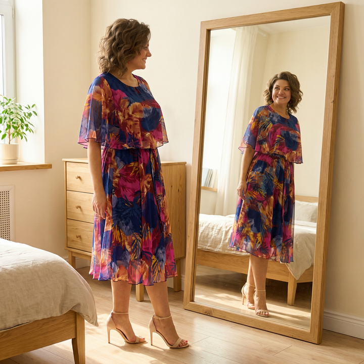 Floressa™ Flowy Lined Chiffon Midi Dress