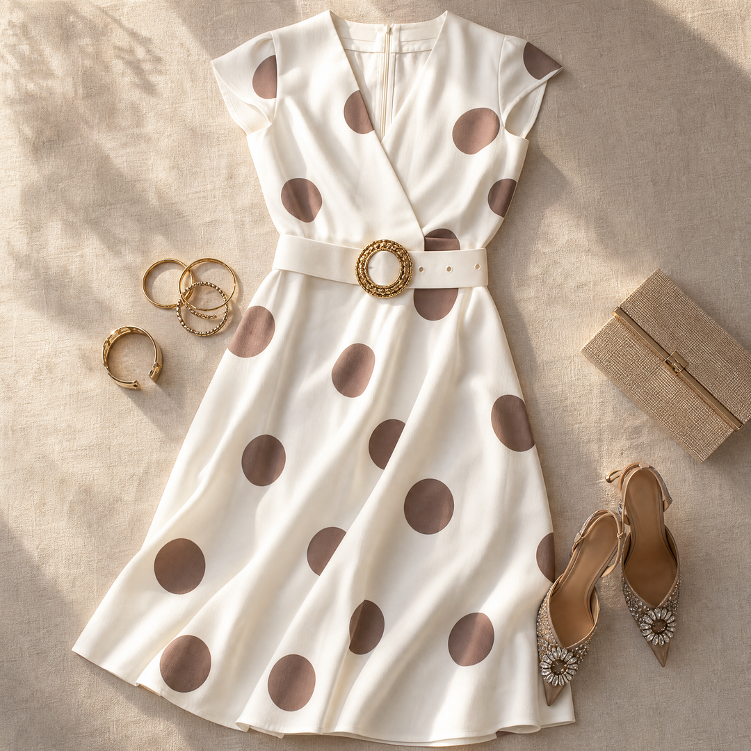 Marlowe™ – Belted Polka Dot Midi Dress