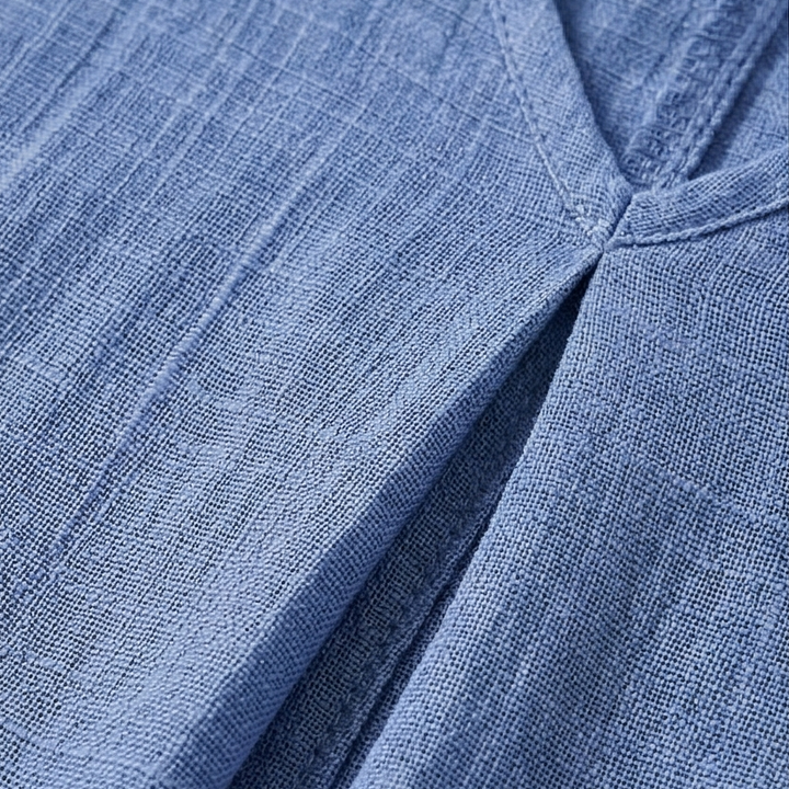 Linara™ – Breezy Cotton Linen V Neck Dress