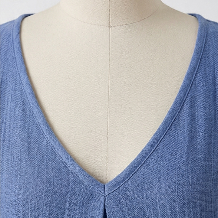 Linara™ – Breezy Cotton Linen V Neck Dress