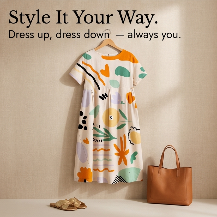 Luna™ – Artsy Print Midi Dress for Curves