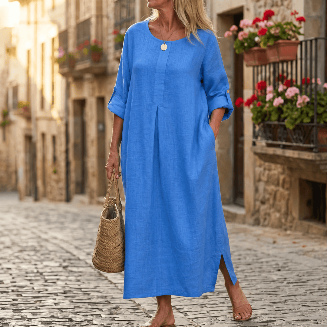 Lunavia™ – Flowy Linen-Style Maxi for Everyday Elegance