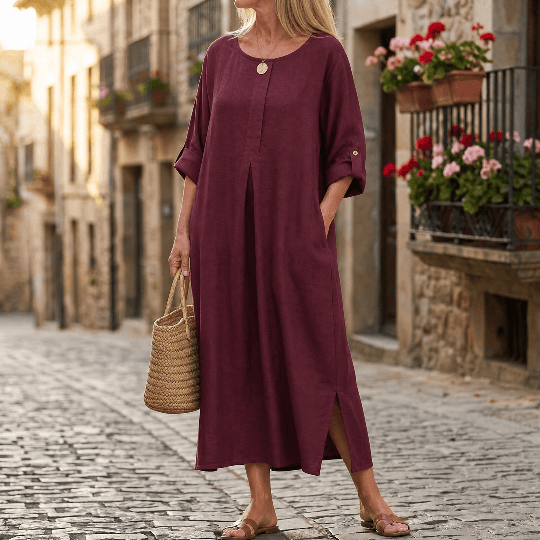 Lunavia™ – Flowy Linen-Style Maxi for Everyday Elegance