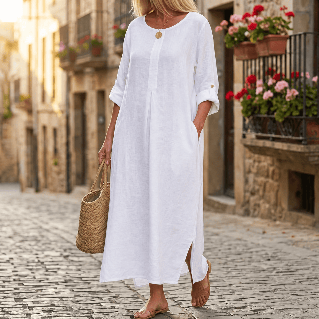 Lunavia™ – Flowy Linen-Style Maxi for Everyday Elegance