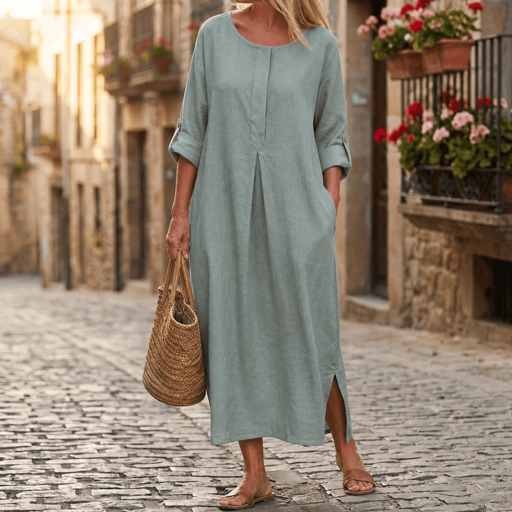 Lunavia™ – Flowy Linen-Style Maxi for Everyday Elegance