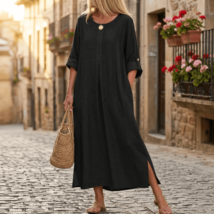 Lunavia™ – Flowy Linen-Style Maxi for Everyday Elegance