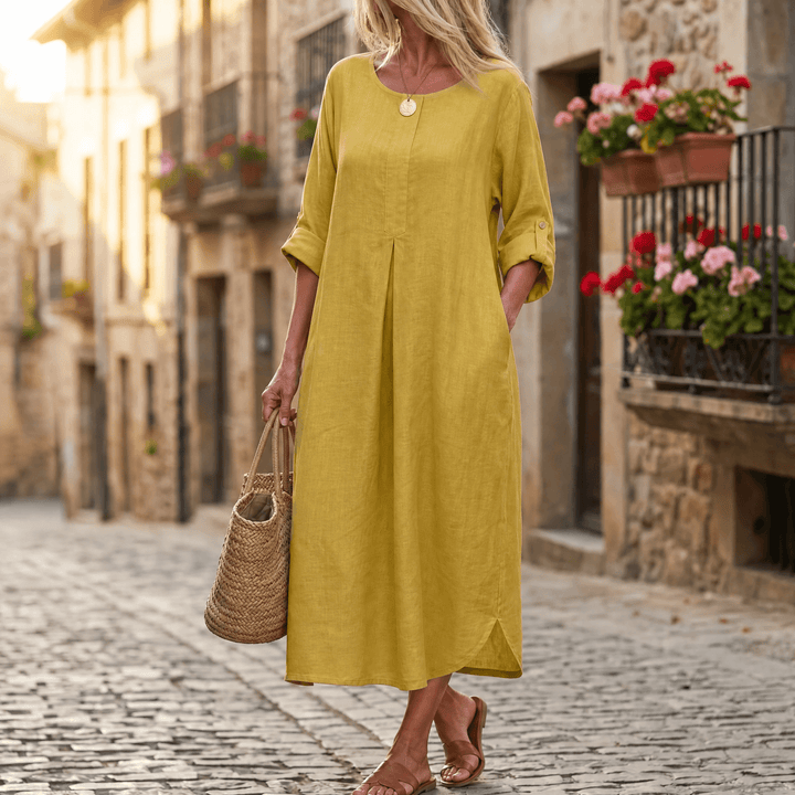 Lunavia™ – Flowy Linen-Style Maxi for Everyday Elegance