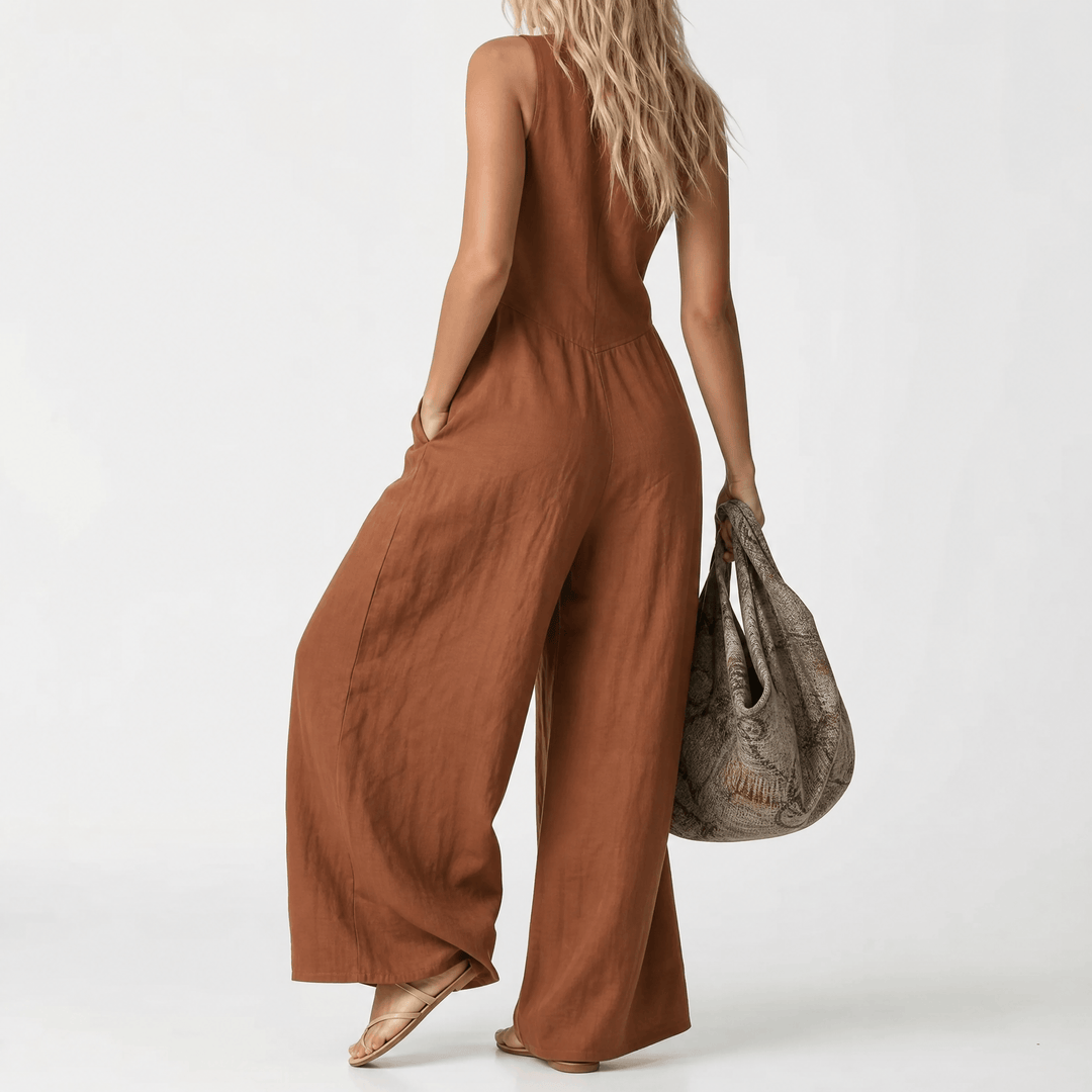 Lunavia™ - Wide-Leg Button Front Jumpsuit