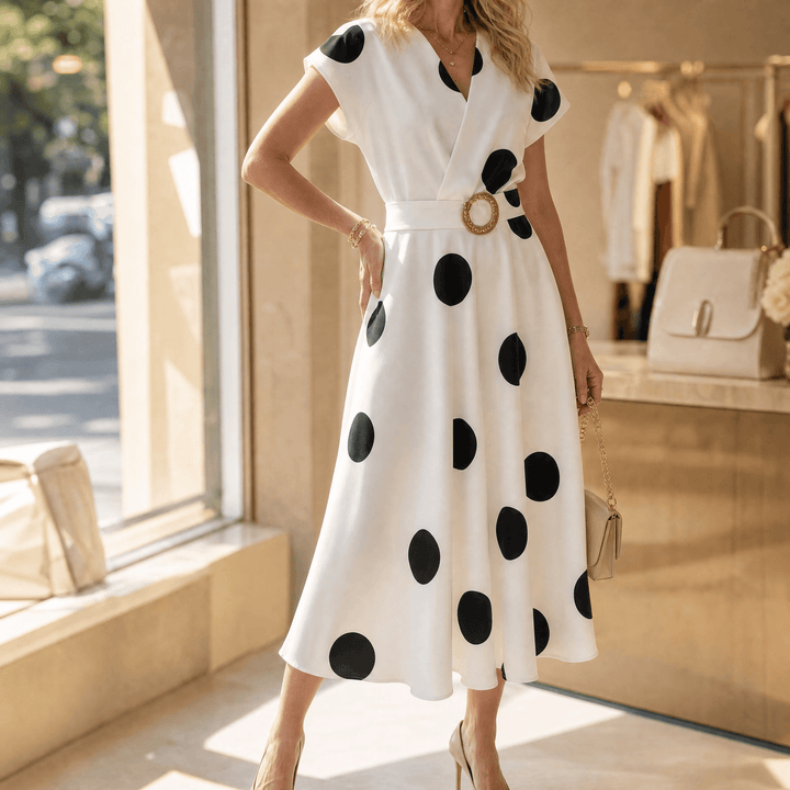 Marlowe™ – Belted Polka Dot Midi Dress