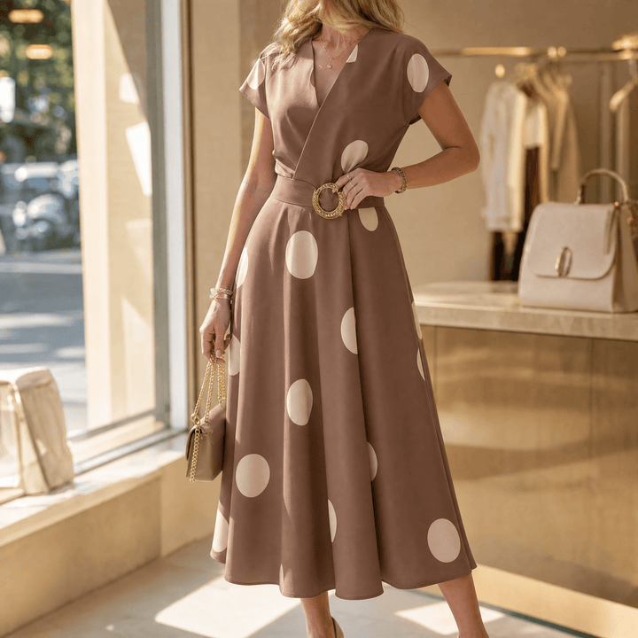 Marlowe™ – Belted Polka Dot Midi Dress