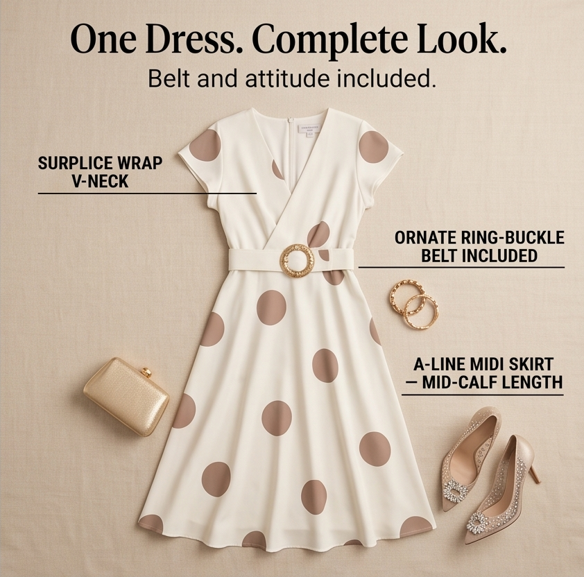 Marlowe™ – Belted Polka Dot Midi Dress