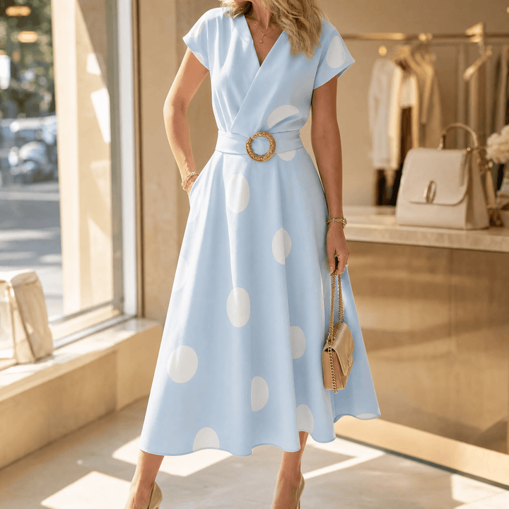 Marlowe™ – Belted Polka Dot Midi Dress