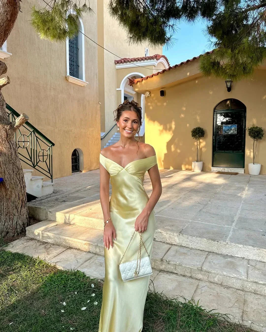 Daphne | Off-Shoulder Yellow Wedding Guest Dress