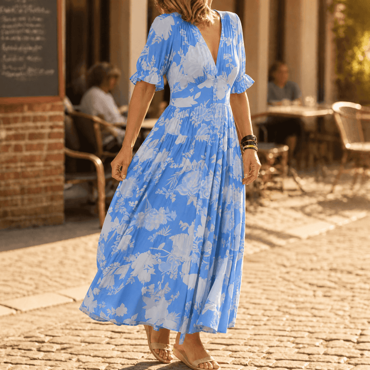 Minelda™ – Flowing Floral Maxi Dress